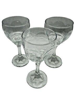 3 Stemmed Wine glass Pebbled Textured Cordial Cocktail Glasses